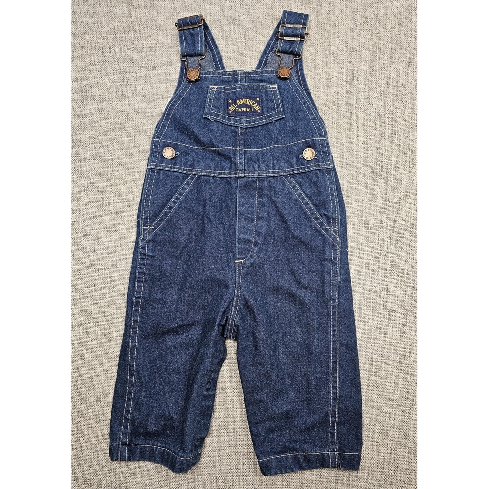 Vintage Health-tex Overalls Boys 12 Months Blue Denim All American USA 80s 90s